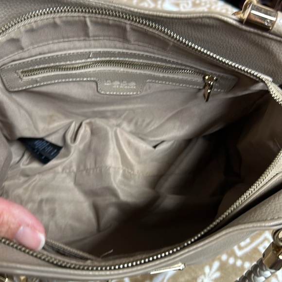 Bebe Pebble Texture Natalie Shopper Taupe with Tassels - Picture 10 of 12